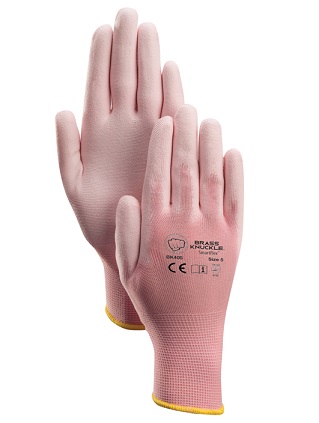 GLOVE NYLON PINK SHELL;WHITE/PINK PU PALM 13G - Latex, Supported